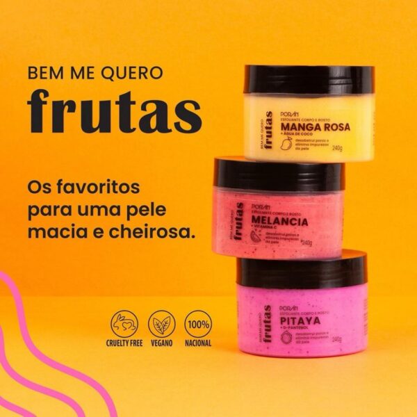 Porán Bem Me Quero Frutas Manga Rosa + Água de Coco - Esfoliante Multifuncional 240g - Imagem 2